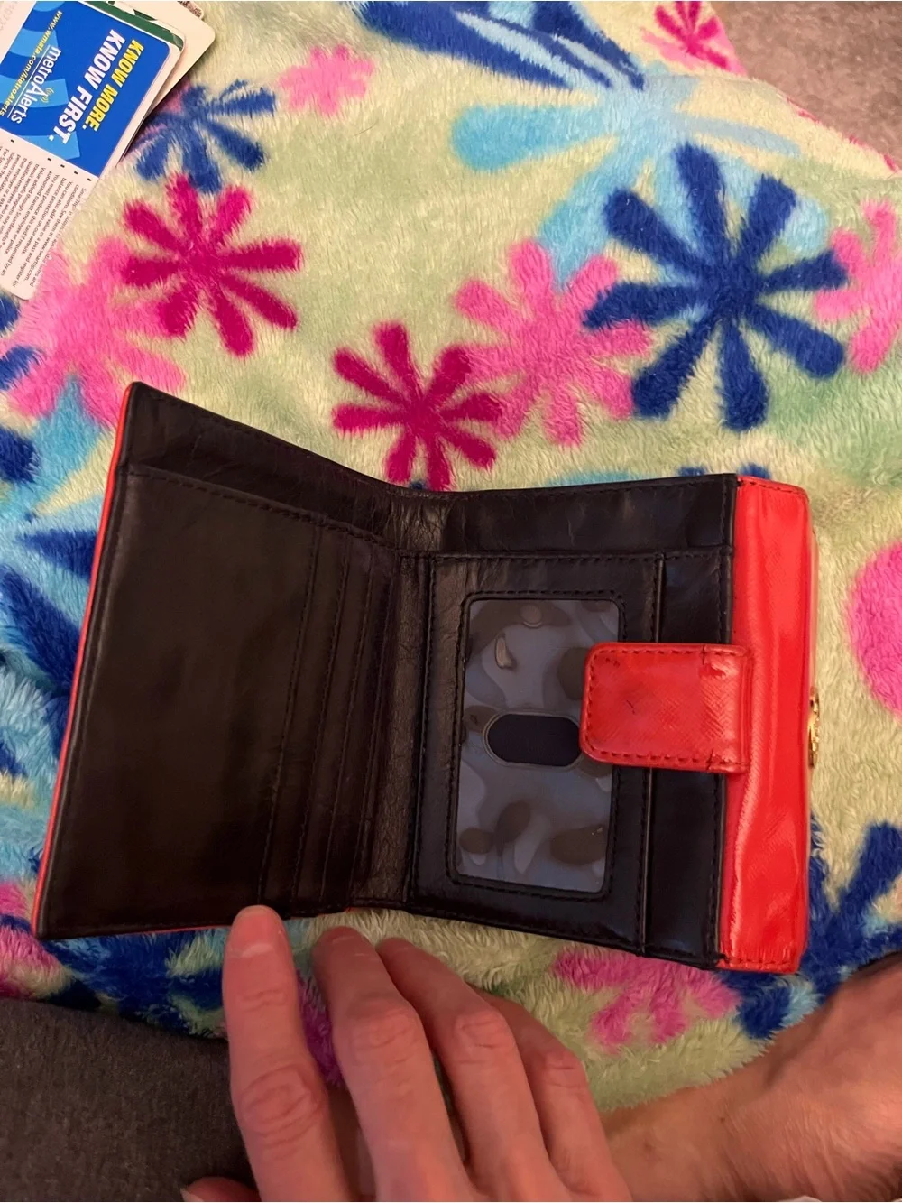 Tory Burch Bright Red Saffiano Logo Compact Wallet